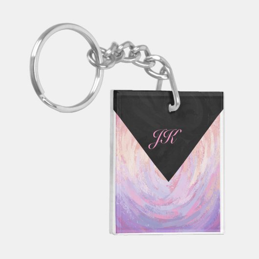 Roze en zwarte monogram sleutelhanger (Voorkant Links)