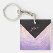 Roze en zwarte monogram sleutelhanger (Voorkant)