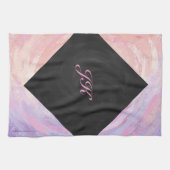 Roze en zwarte monogram theedoek (Horizontaal)