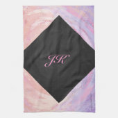 Roze en zwarte monogram theedoek (Verticaal)