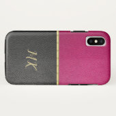 Roze en zwarte monogrammed iPhone / iPad case (Achterkant (horizontaal))