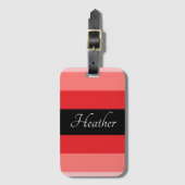 Roze en zwarte monogrammen bagagelabel (Voorkant (verticaal))
