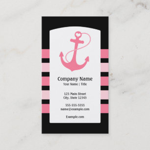Roze en zwarte Nautical Anchor Visitekaartje