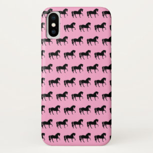 Roze en Zwarte Paard Sjaal iPhone X Hoesje