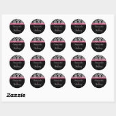 Roze en Zwarte Passie Matching Envelope Seal Ronde Sticker (Vel)