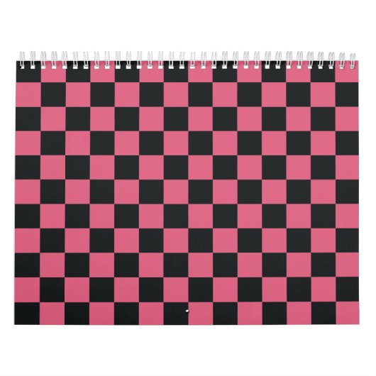 Roze en Zwarte Patronen Checkerboard Checker Kalender (Hoes)