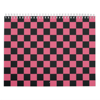 Roze en Zwarte Patronen Checkerboard Checker Kalender