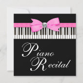 Roze en zwarte pianotoetsen Overweging Uitnodiging (Voorkant)