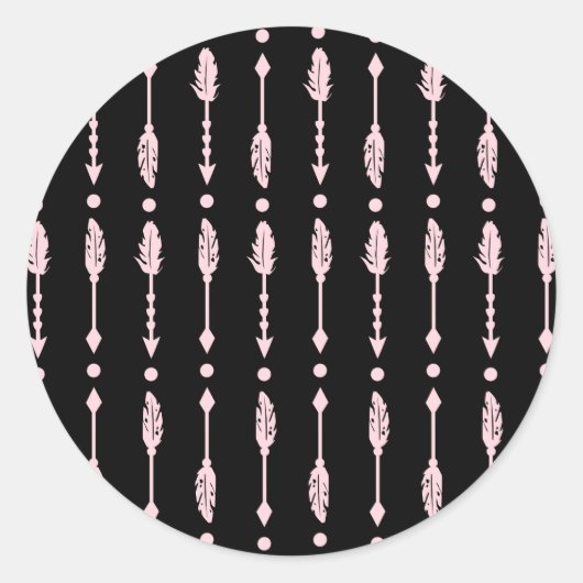 Roze en zwarte pijlen Wilde een meisje van de verj Ronde Sticker (Voorkant)