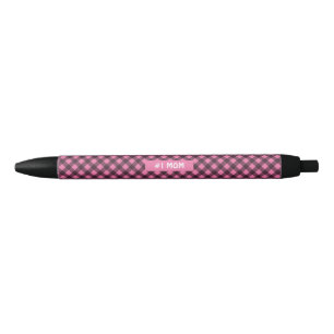 Roze en zwarte Plaid Halloween Pen