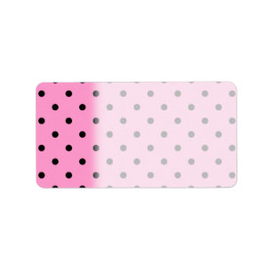 Roze en zwarte poladots Patroon. Etiket
