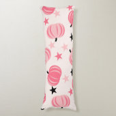 Roze en zwarte pompoen met sterren Halloween & Her Lichaamskussen (Voorkant Verticaal)