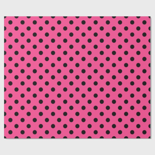 Roze en zwarte pooldots cadeaupapier (Vlak)