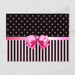 Roze en zwarte pooldots/stripes briefkaart