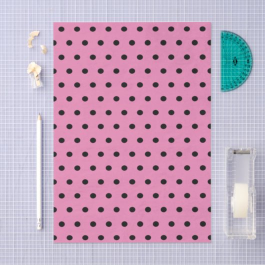 Roze en zwarte pooldots tissuepapier (Craft)