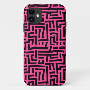Roze en zwarte Pop maken het patroon iPhone 11 Hoesje