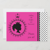 Roze en zwarte prinses 5 x 7 Birthday-uitnodiginge Kaart (Voorkant)