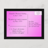 Roze en zwarte R.S.V.P Briefkaart (Achterkant)