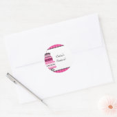 Roze en zwarte ring ronde sticker (Envelop)