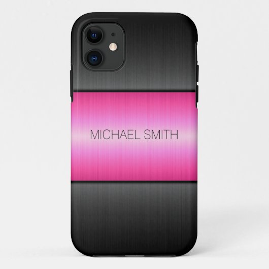 Roze en zwarte roestvrij staal Case-Mate iPhone case (Achterkant)