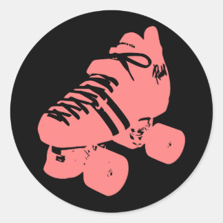 Roze en Zwarte Roller Derby Schaats Sticker