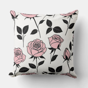 Roze en zwarte roos kunst kussen