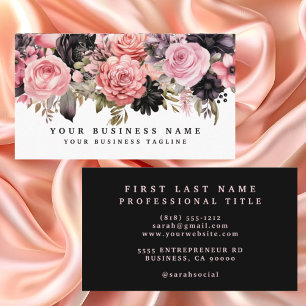 Roze en Zwarte Rozen Bloemen Zakelijke Kaarten Visitekaartje