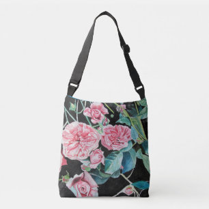 Roze en zwarte Rozen Waterverf Crossbody Bag Crossbody Tas