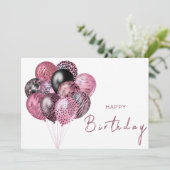 Roze en Zwarte Safari Ballonnen Gelukkige Verjaard Kaart (Staand voorkant)