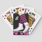 Roze en zwarte Schaats met draagtas Pokerkaarten (Achterkant)