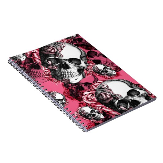 Roze en zwarte schedel van het roos. notitieboek (Rechterzijde)