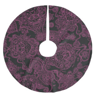 Roze en zwarte schedels gotische kerstboom zoom rok