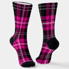 Roze en Zwarte Schotse ruit ruitpatroon ontwerp Sokken