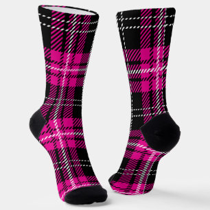 Roze en Zwarte Schotse ruit ruitpatroon ontwerp Sokken
