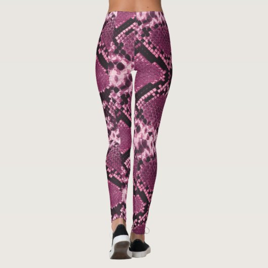 Roze en zwarte snakeskin leggings (Achterkant)