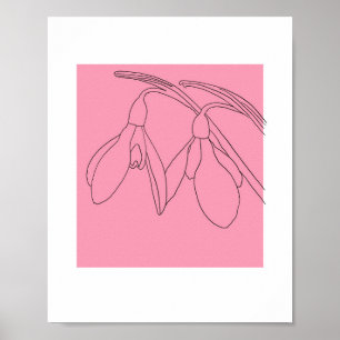 Roze en zwarte sneeuwklokje bloem poster