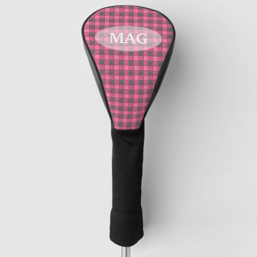 Roze en zwarte speldenknop golfheadcover (Voorkant)