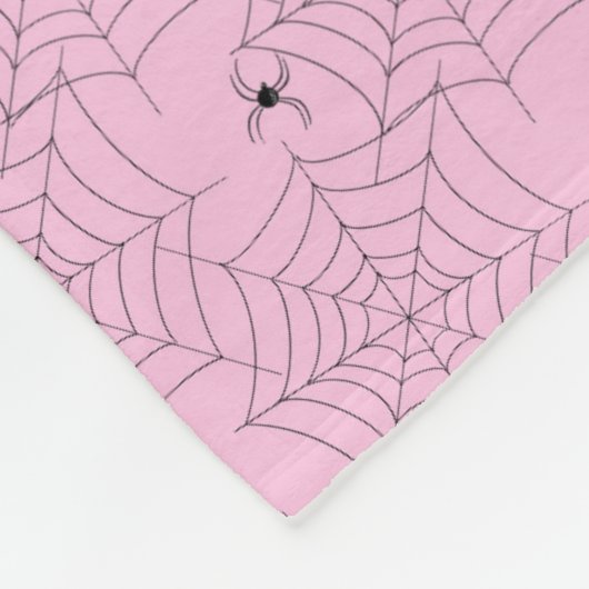 Roze en Zwarte Spider en Spiderweb Fleece Deken (Hoek)
