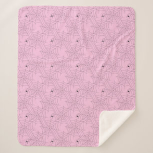 Roze en Zwarte Spider en Spiderweb Sherpa Deken