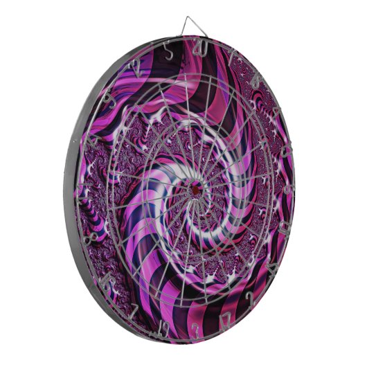 Roze en zwarte Spiraal Illusion Dartboard Dartbord (Voorkant Links)