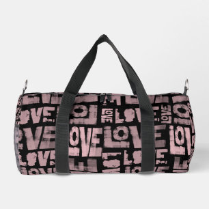 Roze en zwarte sporttas - Love Graffiti Plunjezak