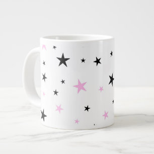 Roze en zwarte Star Jumbo Coffee-Mok Jumbo Mok