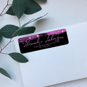 Roze en zwarte stijlvolle elegante kalligrafie etiket