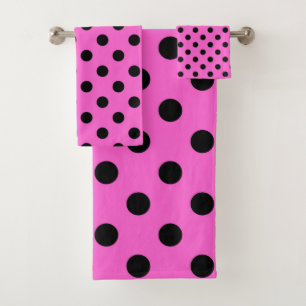 Roze en zwarte stip bad handdoek