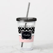 Roze en zwarte Stippen Acryl Drinkbeker (Achterkant)