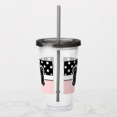 Roze en zwarte Stippen Acryl Drinkbeker (Rechts)
