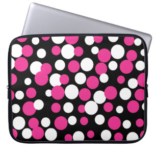 Roze en Zwarte Stippen Laptop Hoes