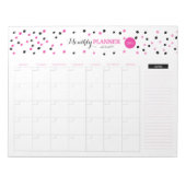 Roze en zwarte Stippen Maandelijkse Planner Notitieblok (Voorkant)