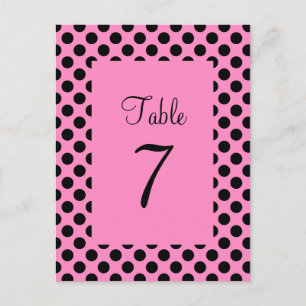 Roze en Zwarte Stippen Tafelnummer Postcard