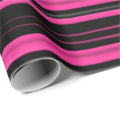 Roze en zwarte straallijnen cadeaupapier (Rol Hoek)